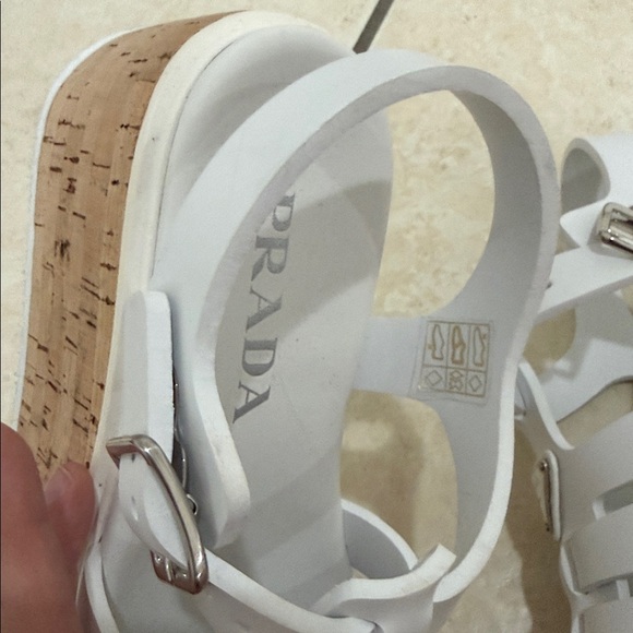 Prada white rubber cork wedge ankle size 38 - Picture 5 of 8